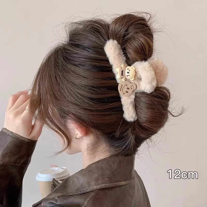 Kawaii Winter Plush Hair Claw 🐰✨ | Adorable Hair Clip for Women & Girls 💖 | Trendy Hair Accessories for Cozy Styles