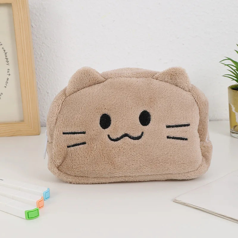 Adorable Kawaii Plush Cat Makeup Organizer 🐱✨ - Fun Cosmetic Storage Bag & Pencil Case for Girls! 🎀🎨