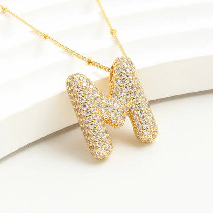 Kawaii Gold Plated Balloon Letter Necklace 🎈✨ | Chunky Initial Pendant Jewelry for Trendy Women 👩‍🎤💖
