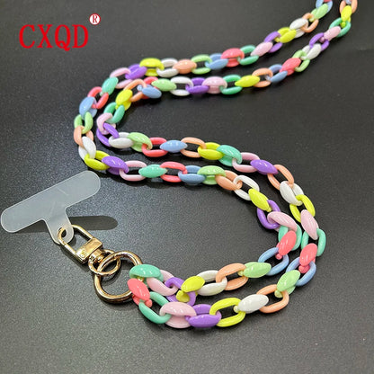 Cute 120cm Anti Lost Phone Lanyard Rope Colorful Acrylic Chain Gift Outdoor 🎀📱