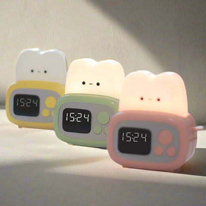 Kawaii Toaster Alarm Clock 🌟 Cute LED Night Light & Timer 🎉 USB Rechargeable Bedside Buddy 🎈 Perfect Gift for Kids & Adults! 🥰