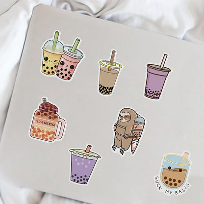 Kawaii Pearl Drink Stickers 🌟 | 10/30/50PCS Waterproof PVC Aesthetic for Kids 🎨 | Cute Scrapbooking & Laptop Decor 📒✨
