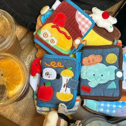 Cute Canvas Wallet With Zipper Denim Corduroy Card Holder Cartoon 👜✨