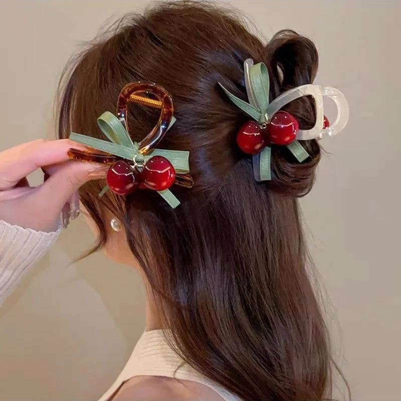 🍒 Adorable Cherry Blossom Hair Claw Clips for Girls & Women 🎀 Stylish Crab Claw Accessories 🌟
