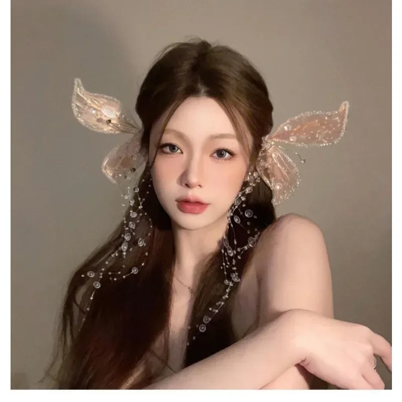 Kawaii Fairy Forest Guardian Headwear 🌸✨ with Enchanted Ears & Sparkling Butterfly Wings 🦋💖
