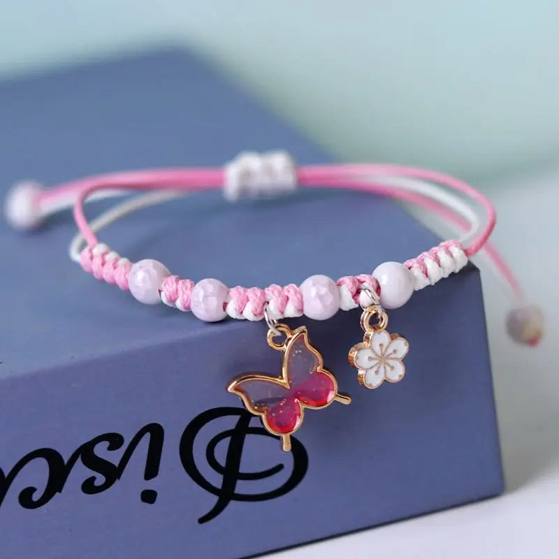 Sweet Cute Animal Cat Dog Paw Flower Bells Pendant Bracelets For Women Girls Simple Cartoon Rabbit Bracelet Friendship Jewelry