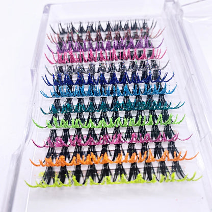 ✨ Sparkling Kawaii Glitter Lashes 🌈 | Colorful Premade Fans for Festive Glam 🎉👁️