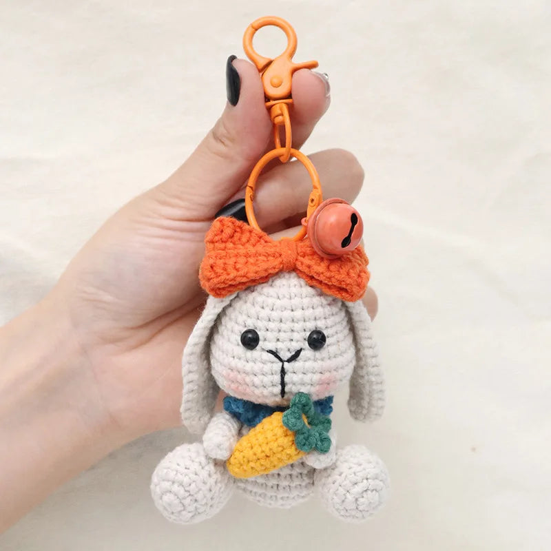 Handmade Knitted Rabbit Keychain Plush Ornament Cute Crochet Bunny Pendant 🧶🐰🎀