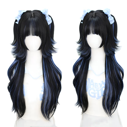 Cute Ombre Blonde & Black Double Ponytail Lolita Wig 🎀✨ - Kawaii Cosplay Hair with Bangs for Harajuku Style! 💖👸