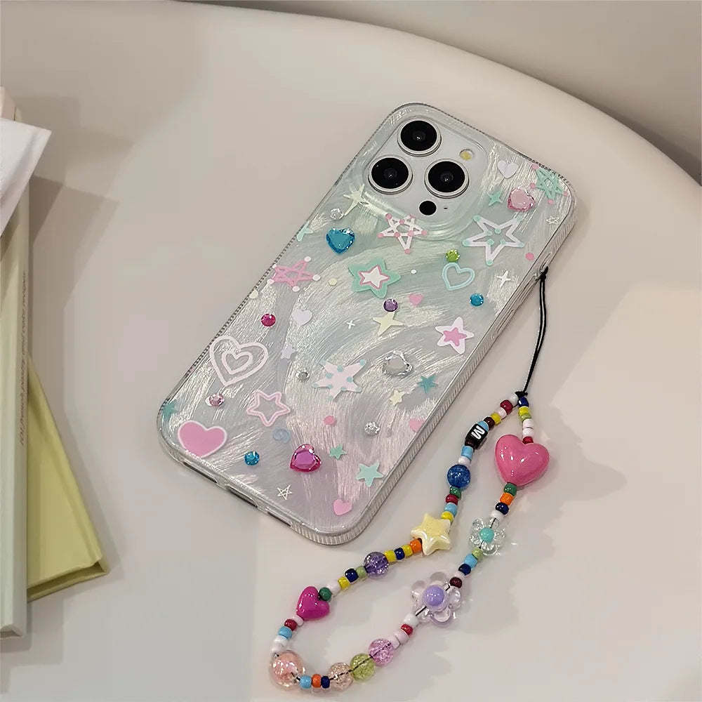 ⭐✨ Sparkling Starry Shockproof Phone Case for iPhone - Cute Cartoon Bling Cover! 🌈📱 - Pixie Quill