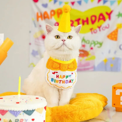 Kawaii Birthday Bash Set 🎉🐾 Cute Dog & Cat Hat & Bandana Accessories for Pawesome Celebrations! 🌟