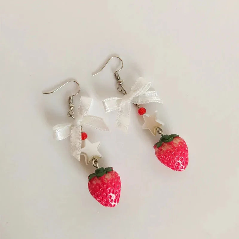 🍓 Charming Strawberry Drop Earrings 🌟✨ Handcrafted Whimsy for Trendsetters! 💖