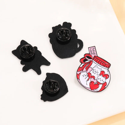 Charming Kawaii Cat Love Enamel Pins - Adorable White Kitten Heart Brooches for Pet Lovers 💖🐾✨