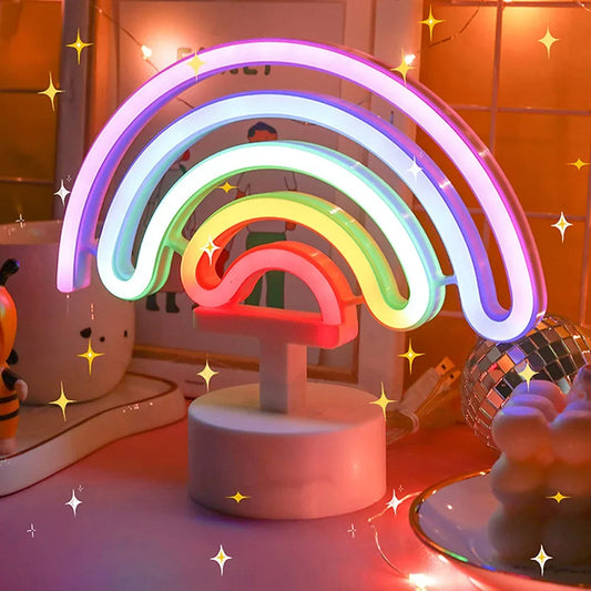 Kawaii LED Neon Night Light 🌈✨ - Adorable Flamingo, Unicorn & Rainbow Decor for Kids' Rooms 🎉💖