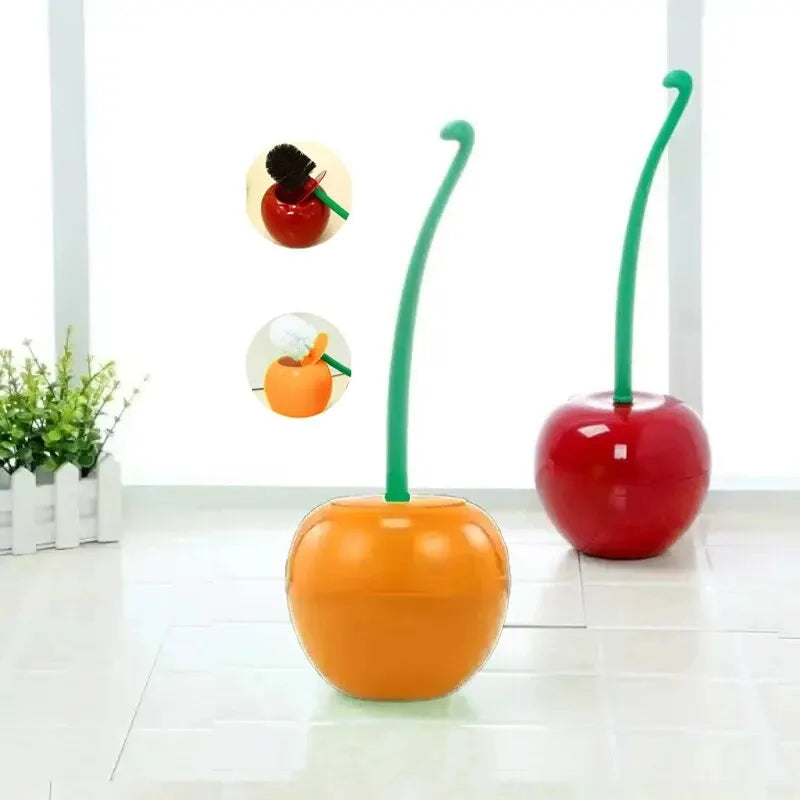 Cherry Shape Toilet Brush With Holder Set Lovely Red Lavatory Bath Accessories 🍒