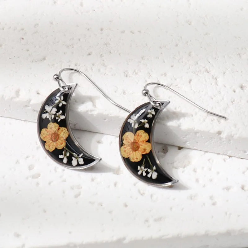 Elegant Pressed Flower Earrings For Women Natural Blue Floral Drop Earrings Handmake Epoxy Resin Plant Earring Jewelry Wholesale