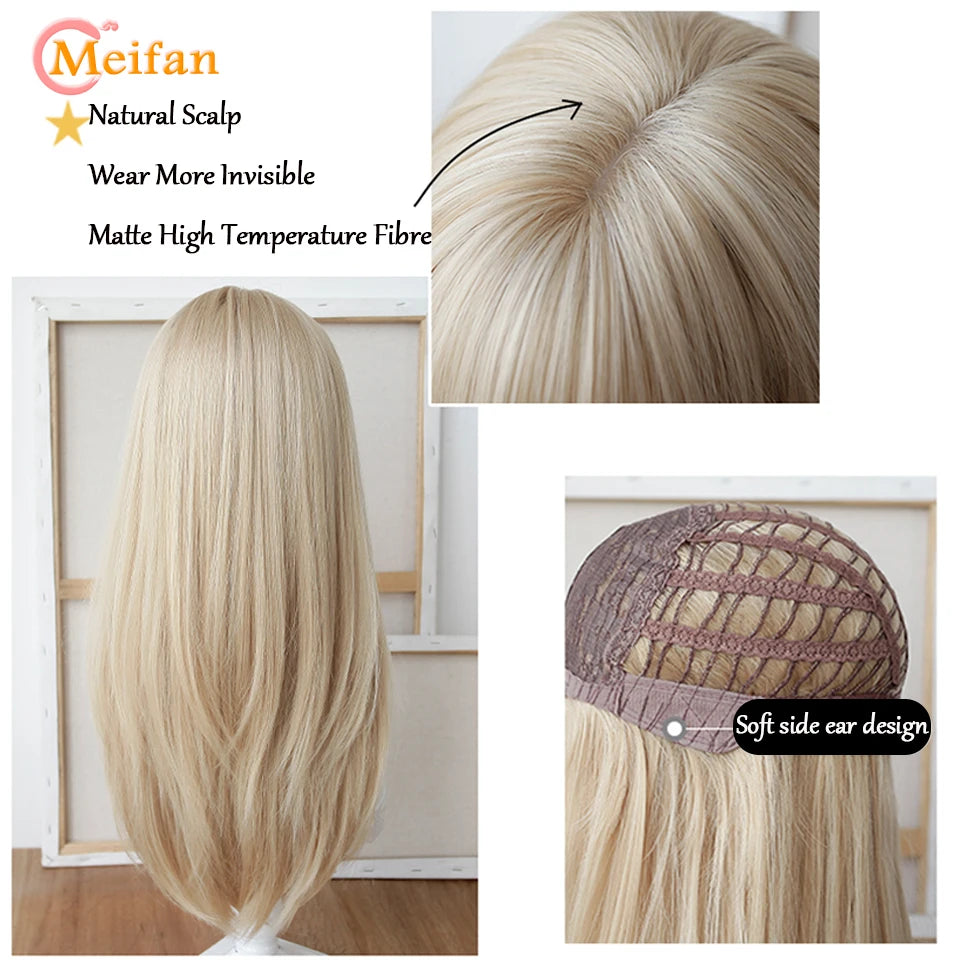 Kawaii Ombre Pink & Blonde Long Straight Wig 🎀✨ - Cute Lolita Cosplay Hair for Parties & Halloween! 🌸🖤