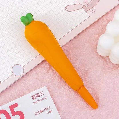 Kawaii 1Pc Adorable Cartoon Fruit Animal Gel Pen 🍓🐻 Soft & Squishy Decompression Stationery for Kids 🎉 0.5mm Fun Writing Tool
