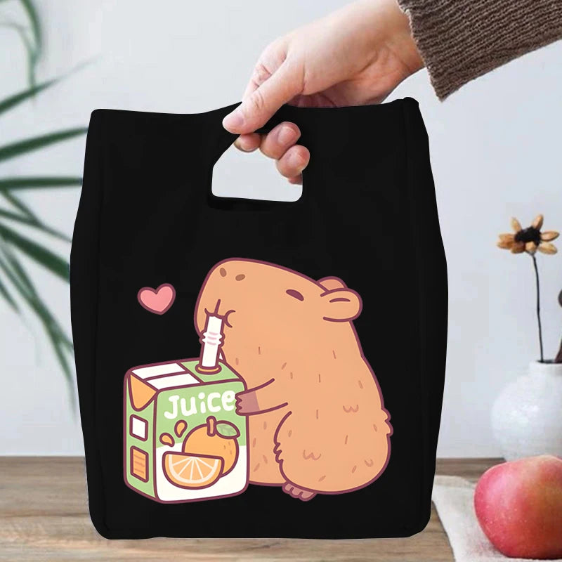 🎒🌟 Adorable Capybara Boba Tea Lunch Bag 🦙✨ Portable & Fun Bento Tote for Kids! 🍱💖 - Pixie Quill