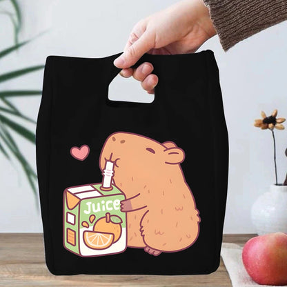🎒🌟 Adorable Capybara Boba Tea Lunch Bag 🦙✨ Portable & Fun Bento Tote for Kids! 🍱💖 - Pixie Quill