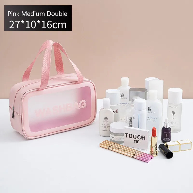 Kawaii Waterproof Travel Makeup Bag 🌟✨ | Cute Transparent Cosmetic Organizer for Women 💖✈️