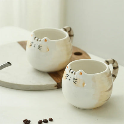 Adorable Cat-Shaped Ceramic Mug 🐱✨ - 380ml Kawaii Coffee, Milk & Water Cup!