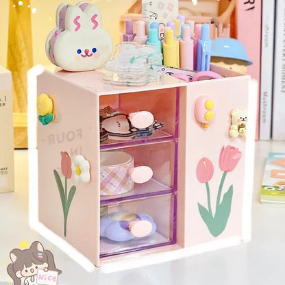 Cute Kawaii Pen Holder & Pencil Organizer 🐾🌈 - Adorable Multi-Functional Storage Box for Your Desk!