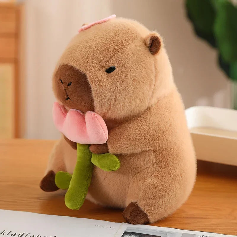Capybara Cuddle Buddy 🦙✨ Toasty Dino Dress Plushie 🍞🎉 Boba & Fruit Fun! - Pixie Quill