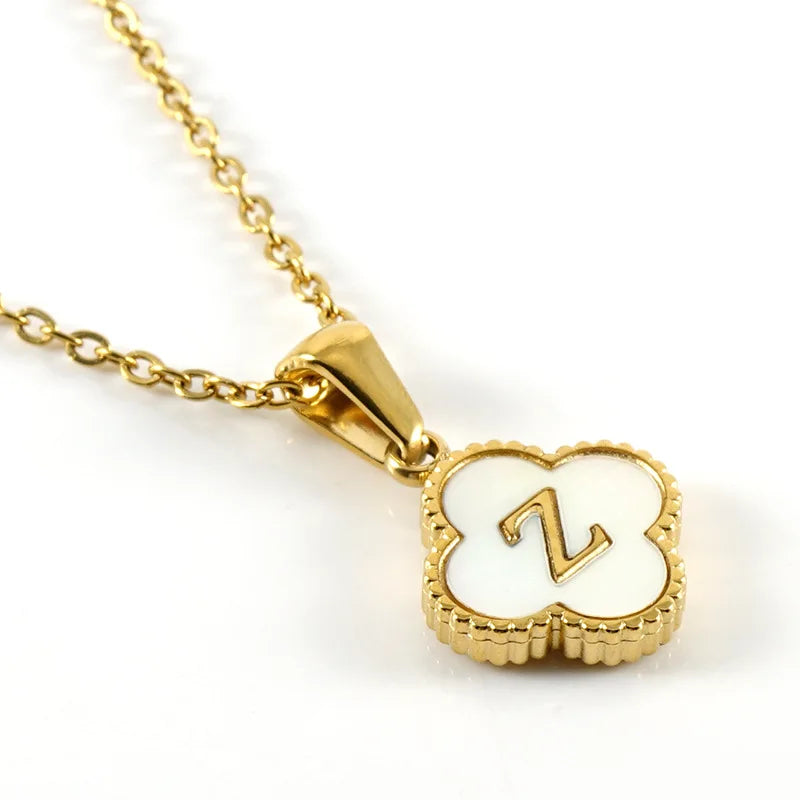 Charming Kawaii Stainless Steel Initial Necklace for Her 🌸✨ | Cute White Chain Jewelry - Perfect Valentine’s Day Gift! 💖