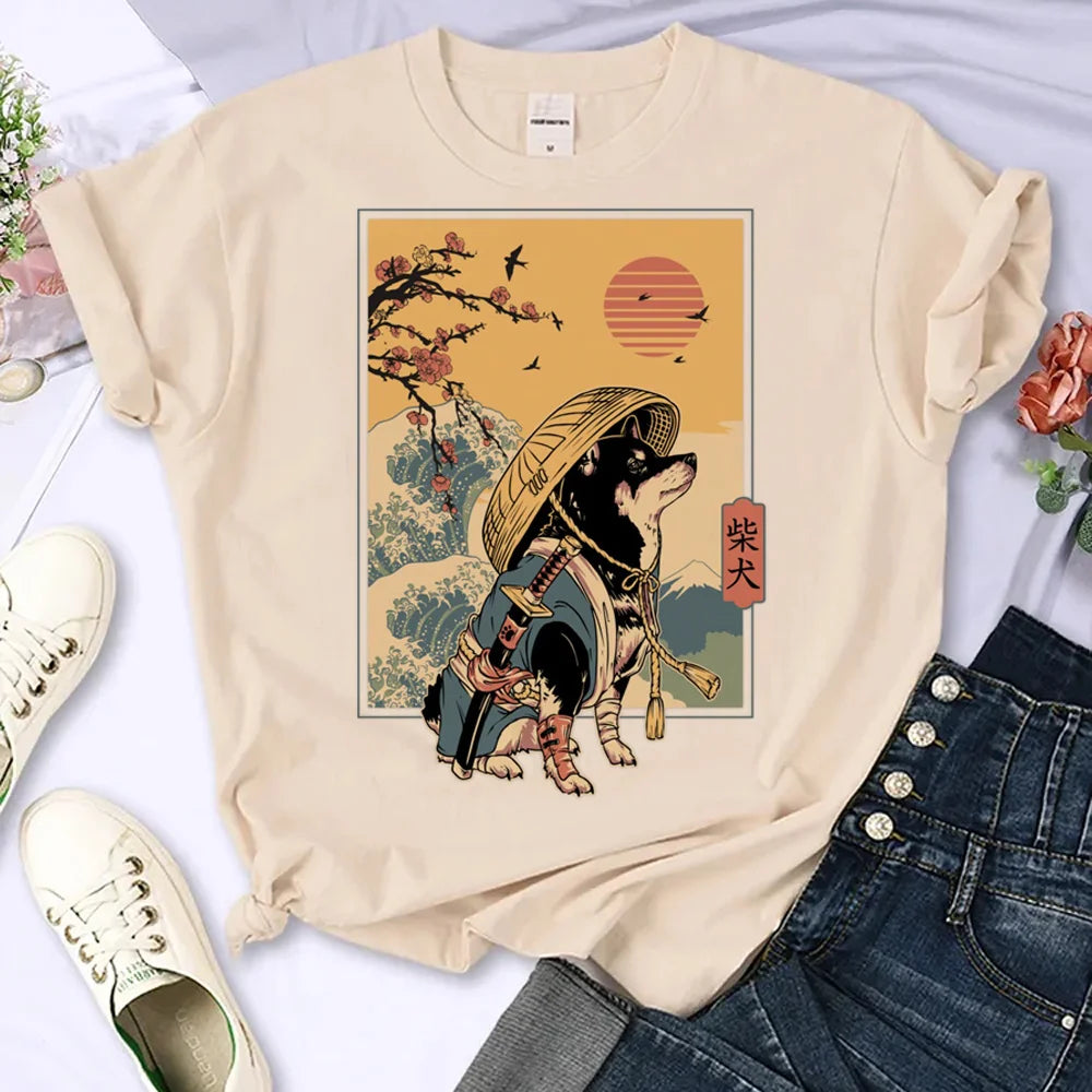 Kawaii Shiba Inu Women's Anime Tee 🐶💖 | Cute Casual Designer Top for All Seasons