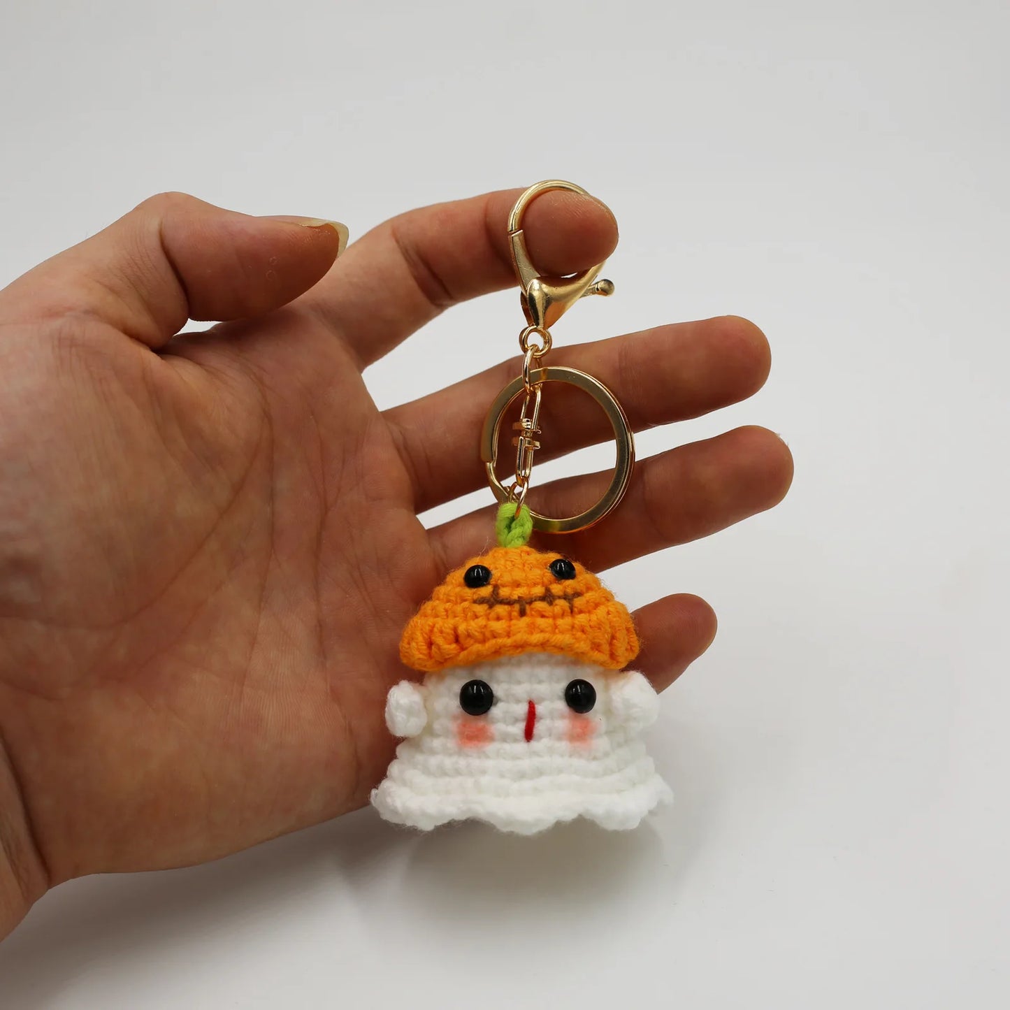 Whimsical Pumpkin Ghost Keychain Plush Crochet Doll For Halloween Decor 🎃👻🧶