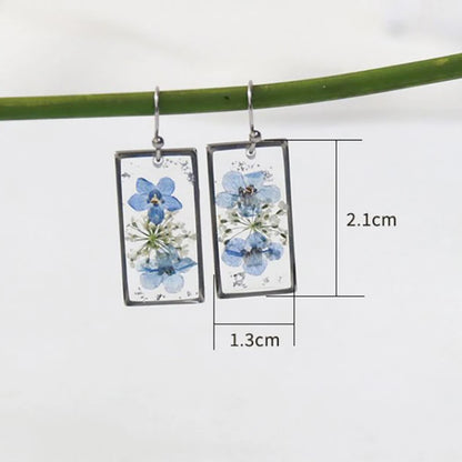 Elegant Pressed Flower Earrings For Women Natural Blue Floral Drop Earrings Handmake Epoxy Resin Plant Earring Jewelry Wholesale