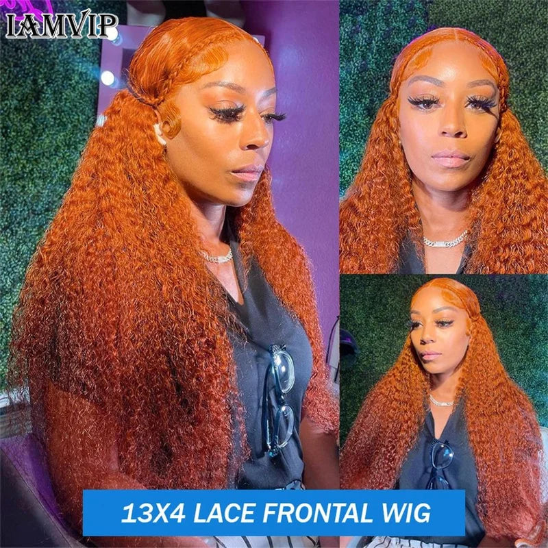 Kawaii Orange Ginger Curly Lace Front Wig 🌟✨ | Glueless Deep Wave 13x4 & 13x6 HD Lace Frontal 💖 | Soft & Bouncy Human Hair Wig 🦄
