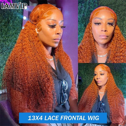 Kawaii Orange Ginger Curly Lace Front Wig 🌟✨ | Glueless Deep Wave 13x4 & 13x6 HD Lace Frontal 💖 | Soft & Bouncy Human Hair Wig 🦄
