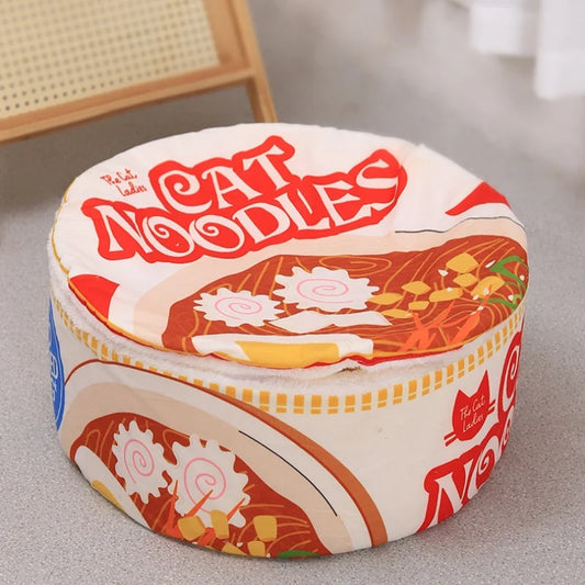 Kawaii Ramen Cat Cuddle Nest - Cozy Winter Retreat for Your Feline Friend 🐾💕