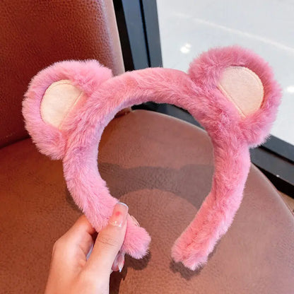 Kawaii Strawberry Bear Plush Hairband 🎀✨ Cute Face Wash Headband for Women & Girls! 🍓💖