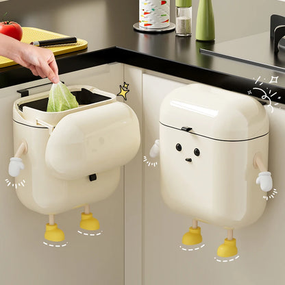 Kawaii Creamy Wall-Mounted Trash Can 🍦✨ | 9L/12L Adorable Kitchen & Bathroom Waste Solution 🗑️💕