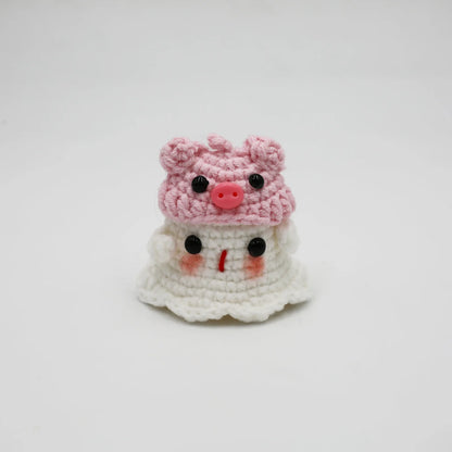 Whimsical Pumpkin Ghost Keychain Plush Crochet Doll For Halloween Decor 🎃👻🧶