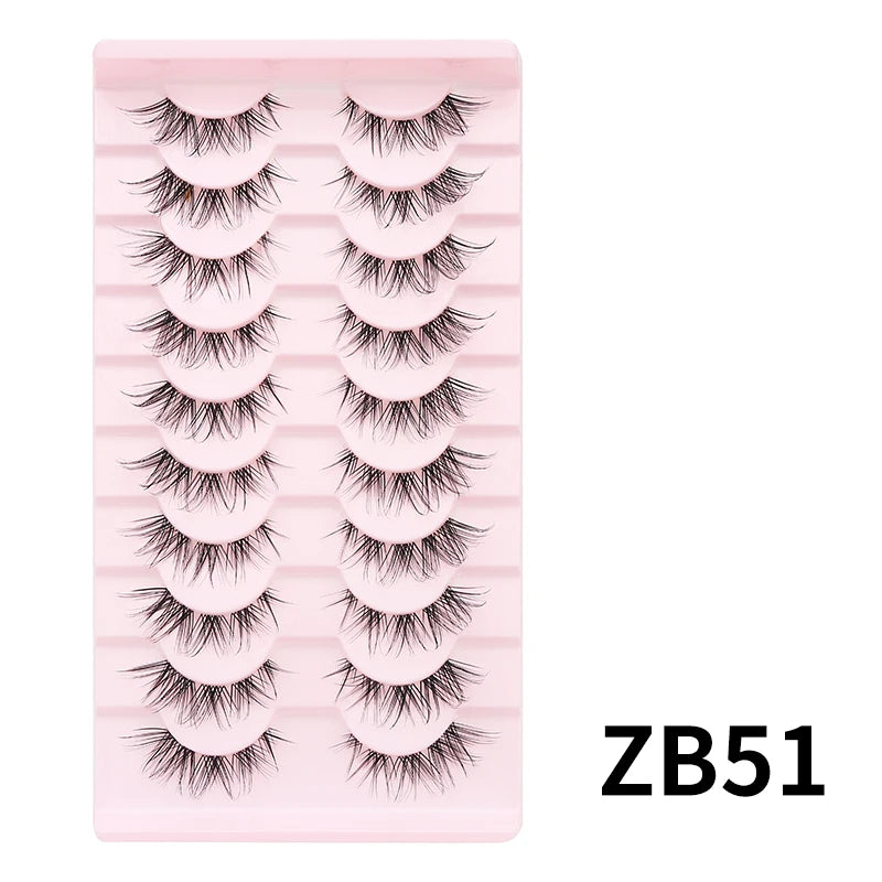 Adorable Manga Style False Eyelashes 10 Pairs Natural Full Strip Lashes For Anime Look Makeup ✨🐰🎀🌸