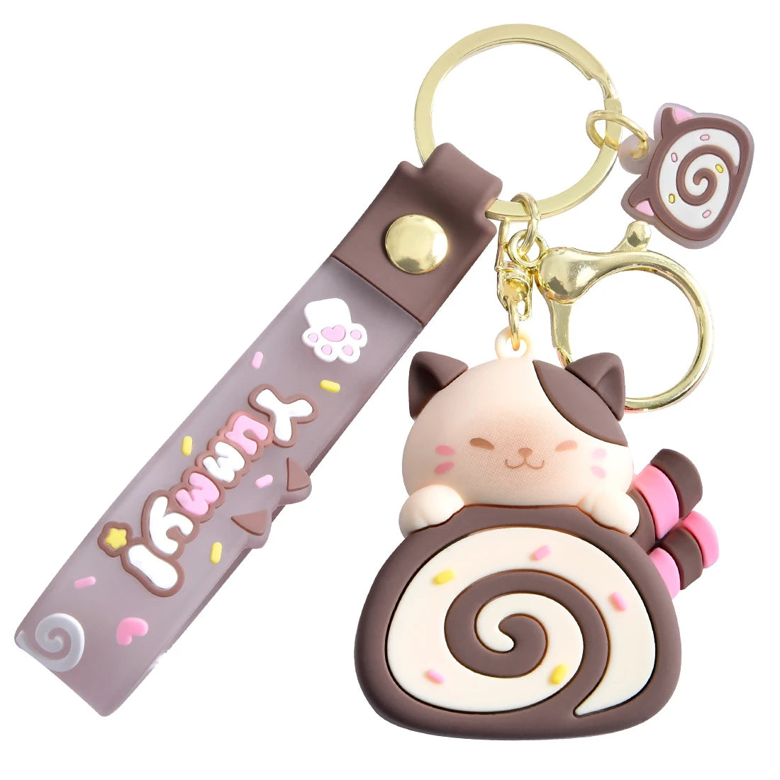 Adorable Cat Cake Roll Keychain 🐾💕 - Pixie Quill