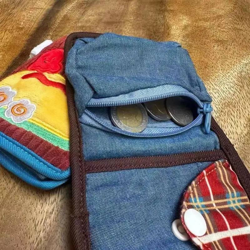Cute Canvas Wallet With Zipper Denim Corduroy Card Holder Cartoon 👜✨