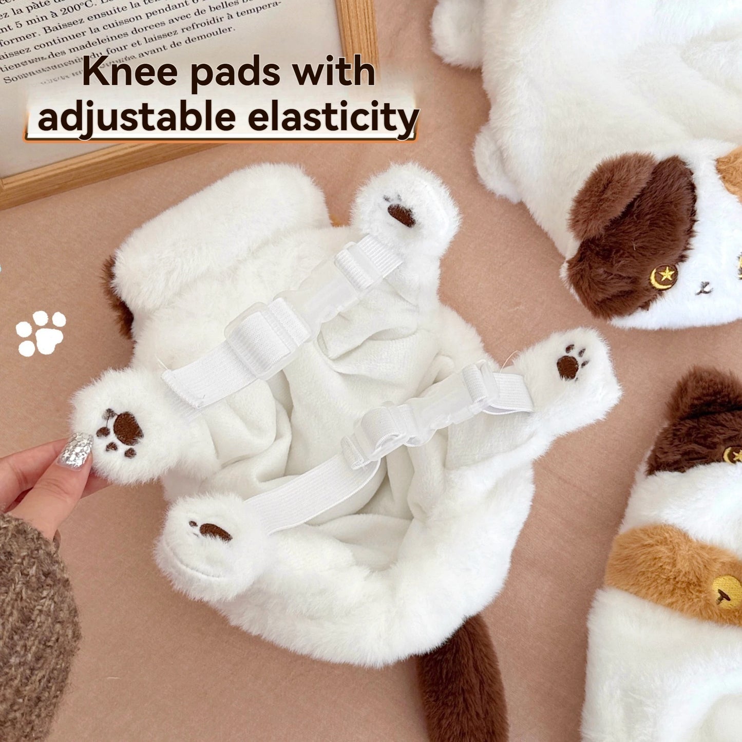 Winter Cute Cat Gloves Scarf Windproof Knee Protector Set Outdoor Warm Small Scarf