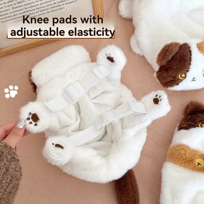 Winter Cute Cat Gloves Scarf Windproof Knee Protector Set Outdoor Warm Small Scarf