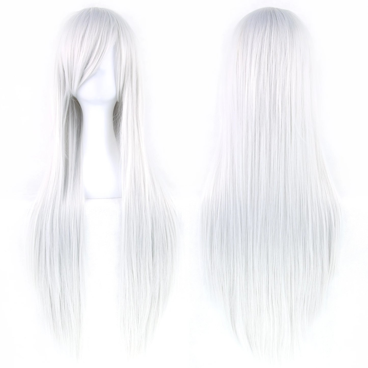 Enchanted White Purple 80cm Long Cosplay Wig for Women Synthetic Hair Straight Party Glam ✨💜