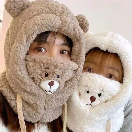 Kawaii Bear Ears Winter Beanie with Warm Mask 🌟❄️