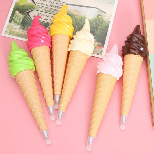 Kawaii Ice Cream Cone Ballpoint Pen 🍦✨ | Cute & Fun Office/School Stationery 🎉 | 0.5mm Black Ink