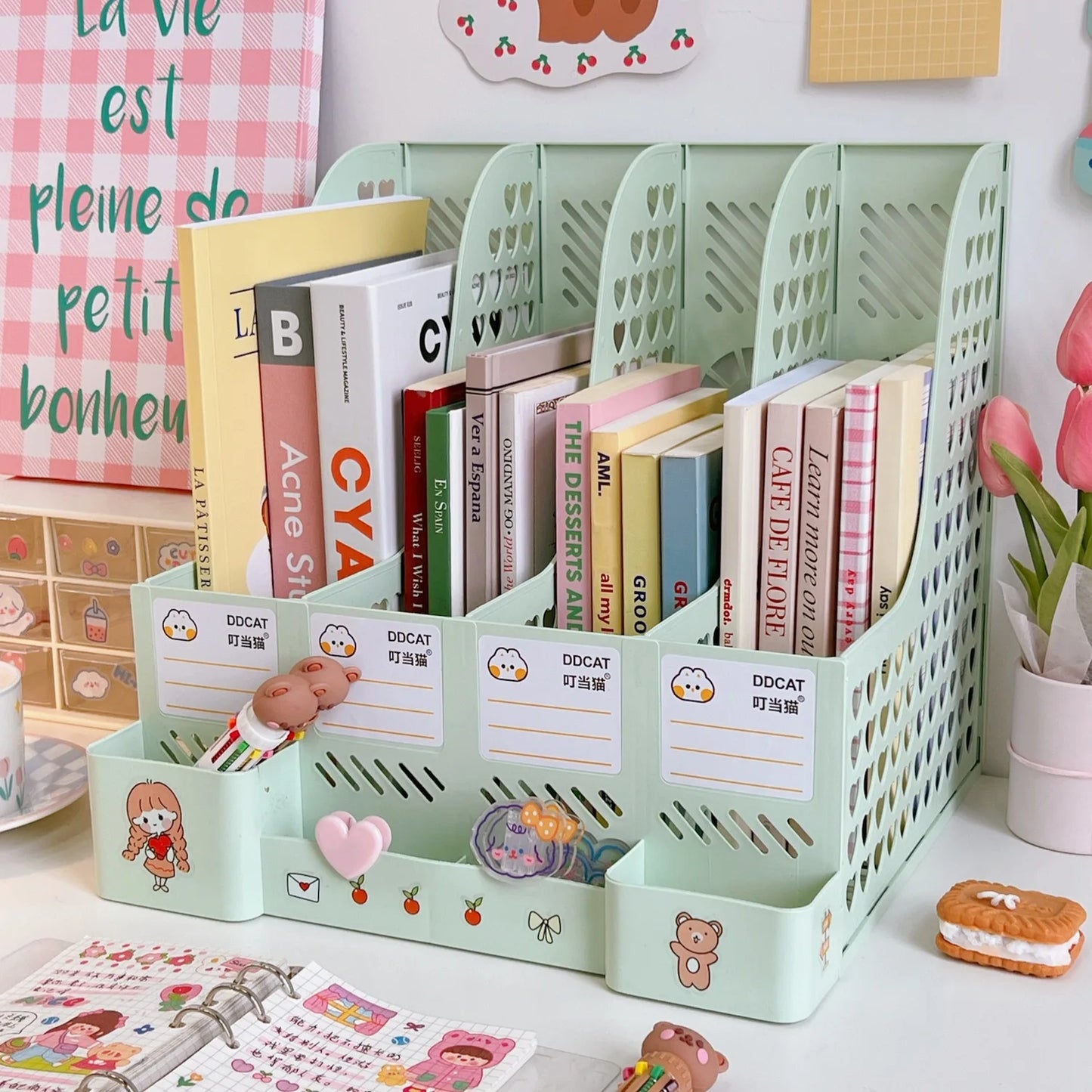 Kawaii Detachable File Storage Box 🌸✨ - Adorable Large Capacity Organizer for Students & Office! 📚💕