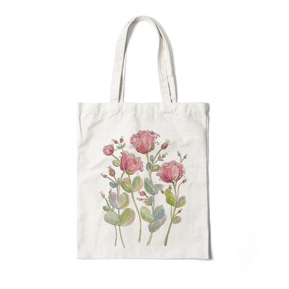 Kawaii Floral Canvas Tote 🌼💖 | Cute Eco-Friendly Shoulder Bag for School & Shopping 🌸✨