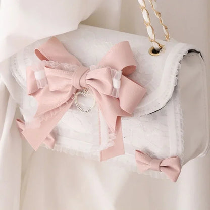 ✨ Kawaii Lolita Bow & Lace Crossbody Bag 🎀 | Pearl-Embellished Japanese Style Purse for Trendy Girls 🌸