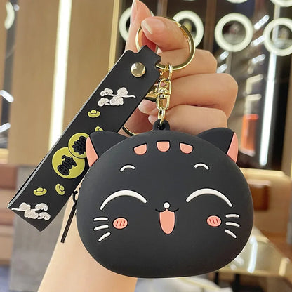 🐱 Kawaii Cat Silicone Coin Pouch 👜 Cute Keyring Organizer for Kids!
